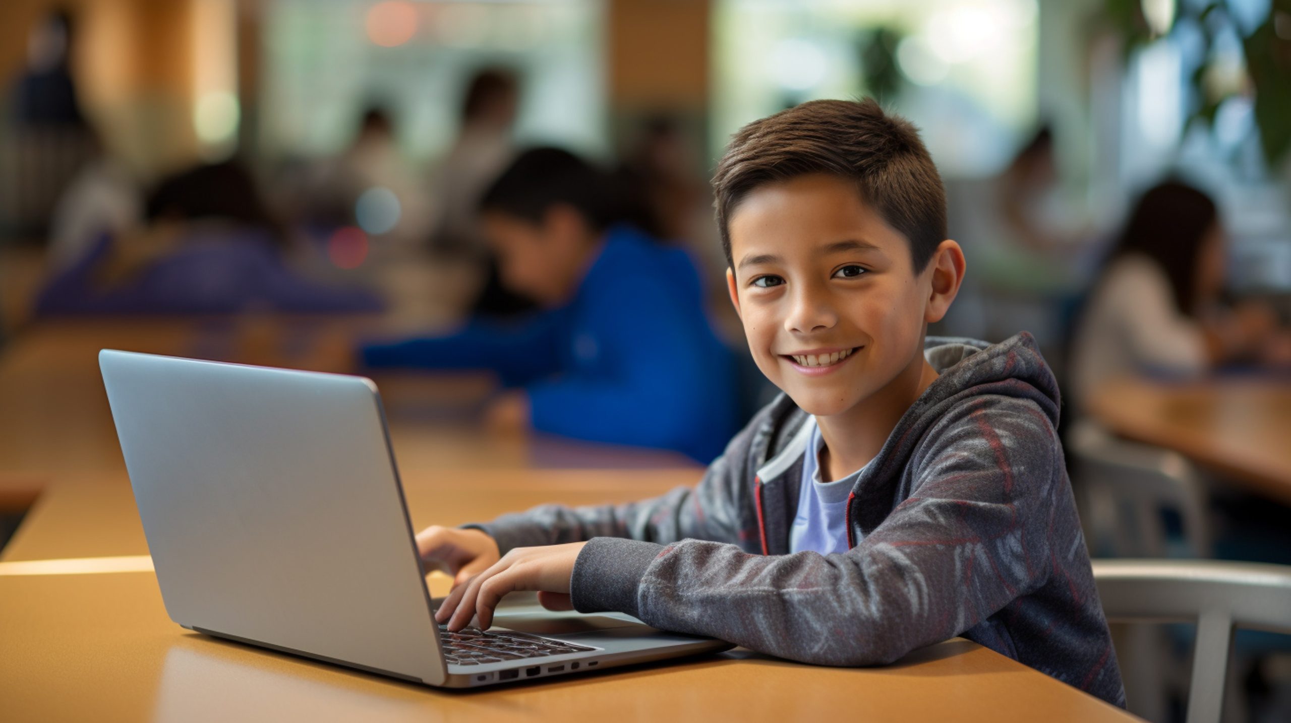 medium-shot-kid-with-laptop-indoors School student, laptop